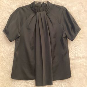 J Crew black pleated front satin shirt size small